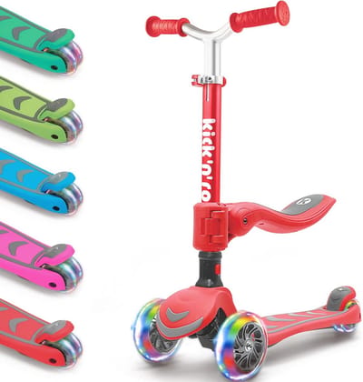 Opvouwbare 2-in-1 Kinderstep met Zitting en LED Wielen voor Peuters van 3-8 Jaar