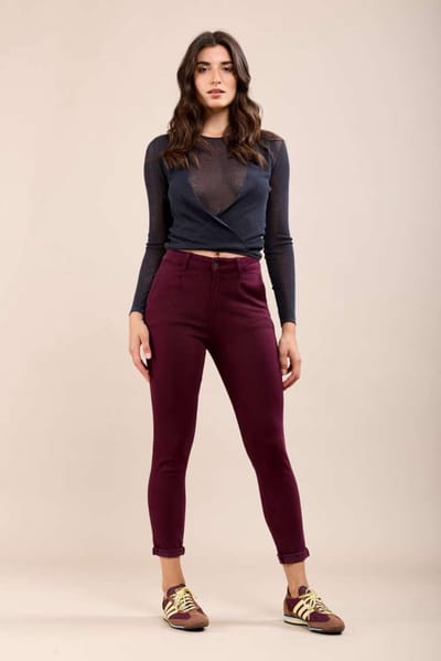 Broek Toxik3 hoge taille bordeaux