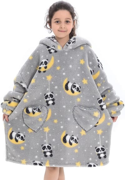Draagbare deken hoodie voor kinderen 6-12 jaar - super zacht oversized capuchon deken