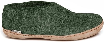 Glerups Lage Wollen Sloffen Leren Zool Groen