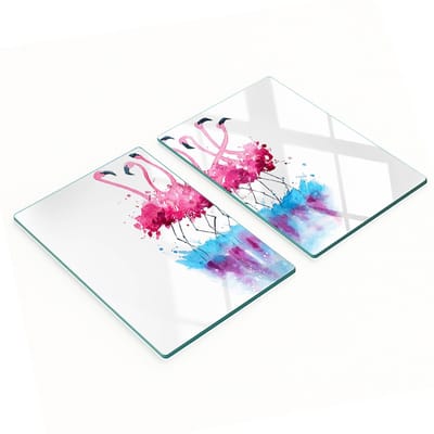 Glazen snijplanken voor in de keuken met decoratieve flamingo-afbeeldingen, 2x40x52 cm