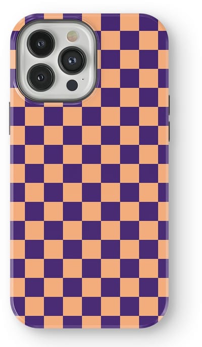 Design Hoesje geschikt voor iPhone 13 Pro | Geschikt Voor Mag | Tiny Squares Checkered Print | Backcover geschikt voor iPhone 13 Pro Pixel Peach