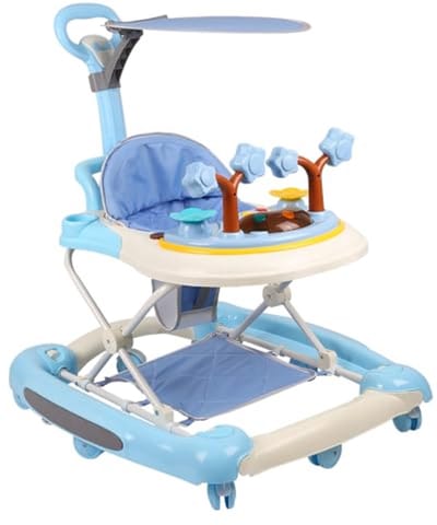 3-in-1 Loopwagen en Hobbelpaard voor Baby's met Muzikaal Activiteitenblad, Verstelbaar en Compact