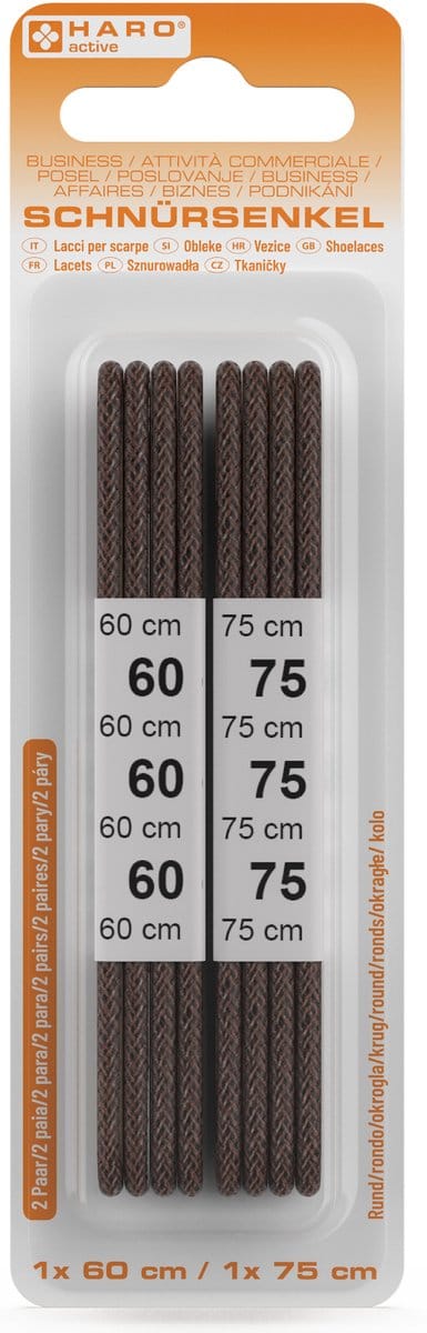 HARO business-schoenveters, rond, 600 / 750 mm, bruin