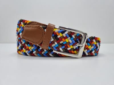 Elastische riem - gevlochten broekriem - dames en heren riemen - kleur Multicolour 105 cm