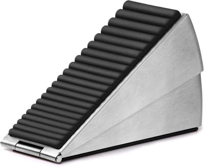 Deurstopper - Wigvormige hoge deurstopper - met verstelbare veer - Zware deurstopper - voor deuronderkant - Veiligheidsrubber - RVS - Deurwigstopper voor elke massieve deur (zilver)