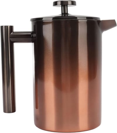 Franse Pers Koffiemaker - Theepot Cafetière - Verse Dranken Zetten - Dubbelwandige Isolatie - 800 ml - Zilverkleurig