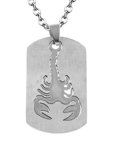 Montebello Ketting Schorpioen - 316L Staal - Dogtag - Horoscoop - 50x22mm - 50cm