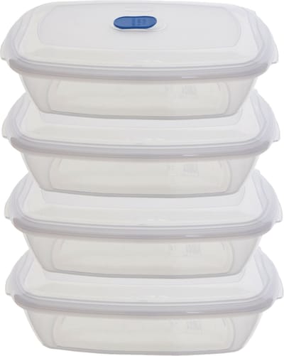 Whitefurze Vershoudbakje/bewaarbakje - 4x - magnetron/vriezer - transparant - kunststof - 2,33 L