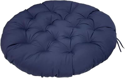 Rond Stoelkussen - Zitkussen Tuin - Comfortabel Zitten - Met Bevestigingsbanden - 40x40cm - Donkerblauw