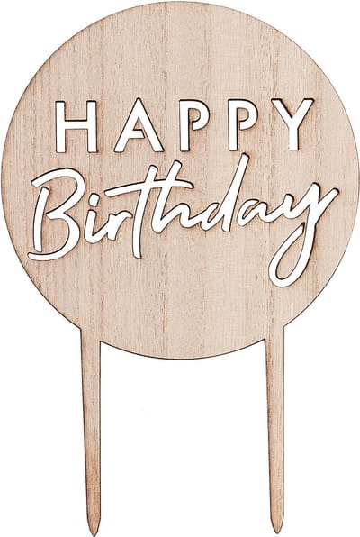 Ginger Ray - Ginger Ray - Houten Happy Birthday cake topper
