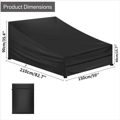 Lot de 1/2 Housse de Chaise Longue Imperméable Extérieur Jardin Patio Housse de Chaise Résistante aux Intempéries et au Soleil Protection de Meubles 1pcs black