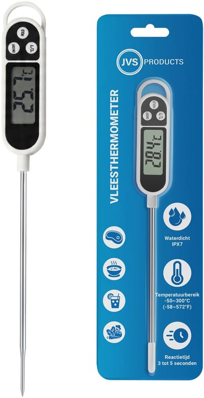 Vleesthermometer - Keukenthermometer - Digitale thermometer - BBQ thermometer - BBQ accesoires - Oventhermometer - Zwart/Wit