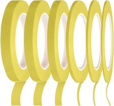 Kleefband Rollen voor Knutselen en Doe-Het-Zelf Decoraties, Crepe Papier Tape in Geel, 3/5/7/10/12/15 mm, Perfect voor Lijmen en Maskeren