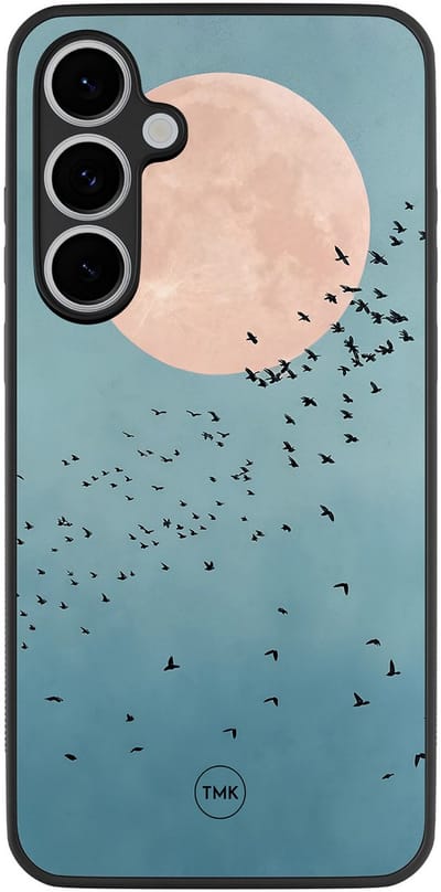Hoesje geschikt voor Samsung Galaxy S24 FE - Moon birds - Blauw - TPU case - Vogel - Hardcase zwart telefoonhoesje