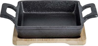 Gietijzer Gratinschaal Vierkant 13x13xh3coated - Bamboo Tray