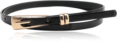 longziming - Dames Smalle PU Leren Riem - Elegante Taille Riem Zwart Voor Jurk En Jeans - Minimalistische Damesriem - Veelzijdig Voor Alle Outfits - Comfortabel Voor Dagelijks En Feestelijk Gebruik - 1 Stuk