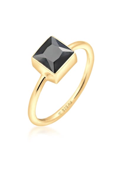 Elli - Ring - Dames Band Ring Vierkant Geo met Zirkonia Kristallen in 925 Sterling Zilver - Dames