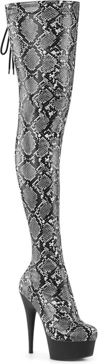 Pleaser - DELIGHT-3008SP-BT Plateau overknee Laarzen - US 5 - 35 Shoes - Grijs/Zwart