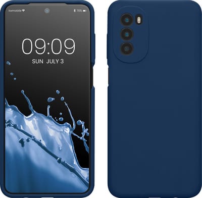 kwmobile telefoonhoesje geschikt voor Motorola Moto G52 / Moto G82 5G - Hoesje met siliconen coating - Smartphone case in marineblauw