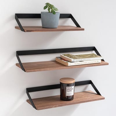Set van 3 Zwevende Planken van Metaal en Houtfineer | Wanddecoratie en Opslag voor Elk Interieur