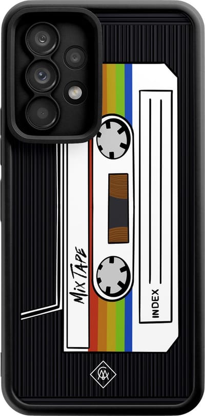 Casimoda® hoesje - Geschikt voor Samsung Galaxy A52 5G - Cassette Mixtape - Zwart TPU Backcover - Geen opdruk - Zwart