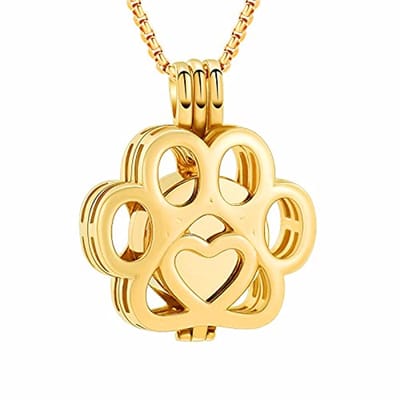 Huisdier crematie sieraden voor as - Medaillon urn ketting met pootje