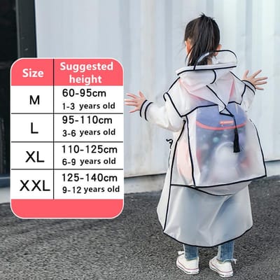 EVA Transparante Kinder Regenjas Meisjes Volledige Lichaams Waterdichte Jongens Kleuterschool Leerlingen Poncho Uitgerust Met Schooltas Sp Praktisch Gebruik M white