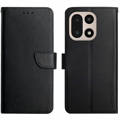 Coverup Hoesje - Geschikt voor OnePlus 15 Hoesje - Coverup Genuine Leather Book Case - Echt Leder - Zwart