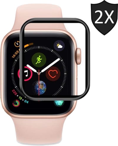 2x Screenprotector geschikt voor Apple Watch 44mm Series 4 - Full Screen Cover Volledig Beeld