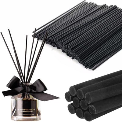 100 Stuks Zwarte Fiber Riet Diffuser 20cm x 4mm Vervangingsstokken voor Aroma Diffuser, Duurzaam en Eco-vriendelijk, Ideaal voor Huiskamer en Badkamer Geuren met Essentiële Olie