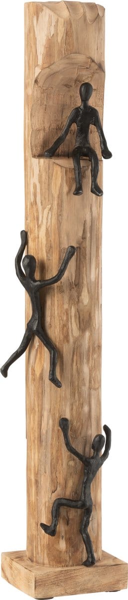 J-Line decoratie Figuren Klimmen - hout/aluminium - zwart