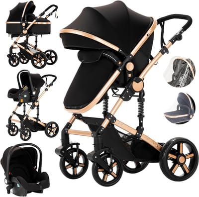 3-in-1 Reiswieg en Buggy voor Baby's - Opvouwbare Combinatie Kinderwagen