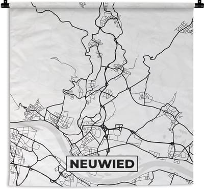 Wandkleed - Wanddoek - Neuwied - Plattegrond - Kaart - Stadskaart - 180x180 cm - Wandtapijt