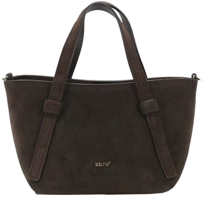 abro handtas schoudertas Leather Suede COSMO Mini Handbag Dark Brown donkerbruin