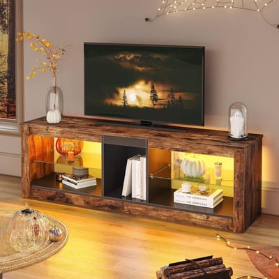 DD® Vitrinekast met Led Verlichting - Opbergkast - Verzamelkast - 140x35x47cm - Bruin
