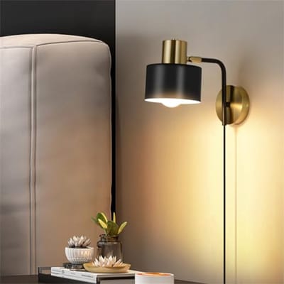 Vintage wandlamp met stekker en schakelaar voor slaapkamer en woonkamer