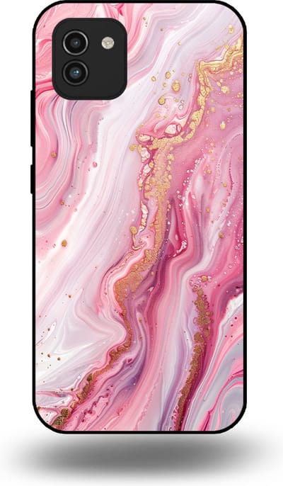 Smartphonica Telefoonhoesje geschikt voor Samsung Galaxy A03 met marmer opdruk - TPU backcover case marble design - Roze geschikt voor Samsung Galaxy A03