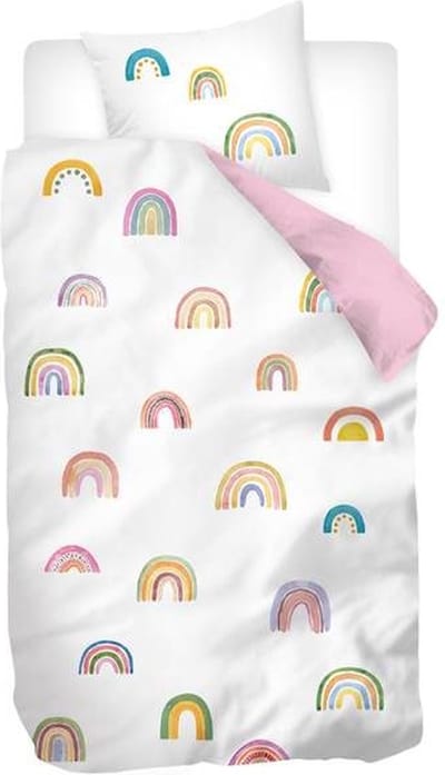 Snoozing Annelois Dekbedovertrek - Eenpersoons - 140x200/220 cm + 1 sloop) - Wit/Roze