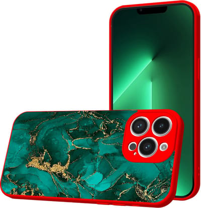 Smartphonica Telefoonhoesje Geschikt voor iPhone 13 Pro met Groen Goud Marmer opdruk - TPU Back Cover Case Green Gold Marble Design - Rood geschikt voor iPhone 13 Pro