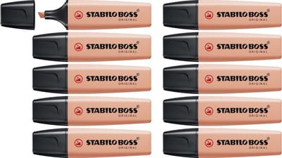 STABILO BOSS ORIGINAL Pastel - Markeerstift - Markeren Met Pastelkleuren - Cremig Perzik - Doos 10 stuks