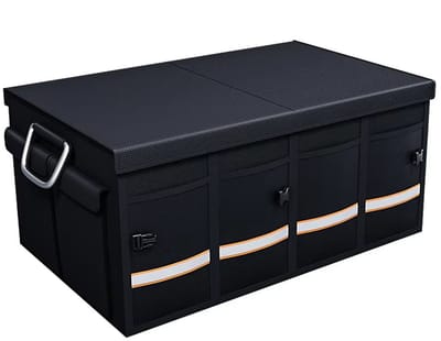 46L Auto Kofferbak Organizer Box - Grote Capaciteit, Multifunctioneel Opbergvak voor de Auto - Opbergtas - Opruimen - Opbergen - Leerachtig - Opvouwbaar voor Noodgevallen