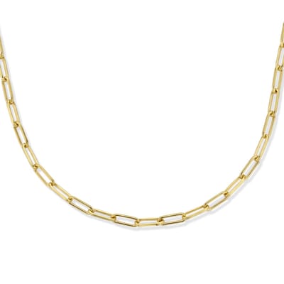 YO&NO - Ketting - Paperclip - Platte Buis - 2,3 mm - 42 + 3 cm - Zilver Verguld - Sieraden Vrouw - Zilver 925