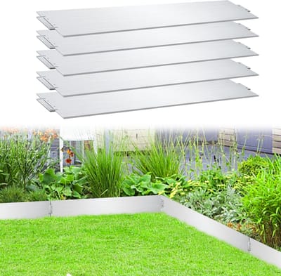 Borderrand Gazonranden Metalen verzinkt - Graskanten Palissade Tuinafboording - Wortelbegrenzer flexibele Perkranden - zilver 100x15cm 5m