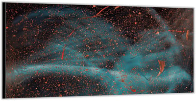 KuijsFotoprint - Schilderij - Verf Spetters - Blauw En Rood - 100 X 200 Cm