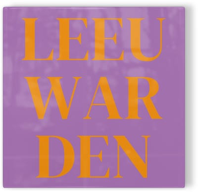 Tegeltje Leeuwarden - paars oranje - tegeltje stad - tegeltje met tekst