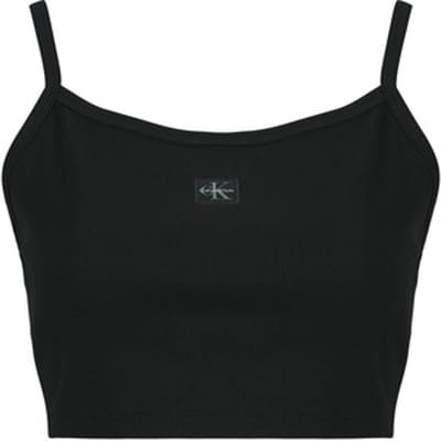 Top Calvin Klein Jeans SL WOVEN LABEL 2X2 BABY RIB CROP