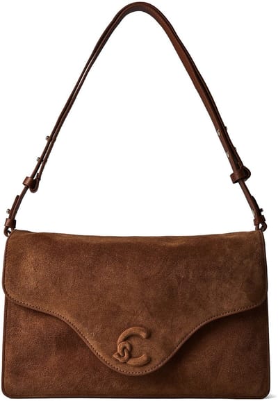 COCCINELLE Leren schoudertas C-Me Softy Shoulder Bag Suede Le. / Grained Le. Cognac / Cognac Lichtbruin
