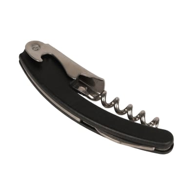 Kurkentrekker – 3 in 1 met flesopener en foliesnijder – Zwart – 11 cm – Inklapbaar
