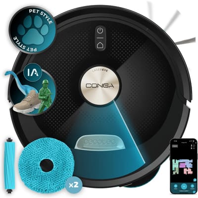 Aspirateur robot laveur - CECOTEC Conga M100 Spin AI - 20 000 Pa - 220 m² - Noir